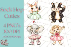 Sock Hop Animal Dance Party PNG Clipart, Cute Retro 1950s Product Image 1