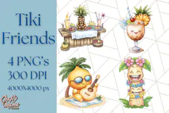 Tropical Tiki Friends PNG Clipart, Cute Summer Art Product Image 1