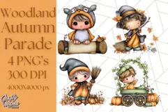 Woodland Autumn Parade Clipart PNG Fall Animals Product Image 1