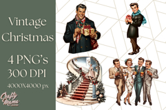 Vintage Glamorous Christmas Party Clipart PNG, Holiday Png Product Image 1