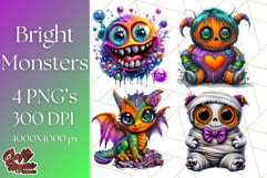 Spooky Cute Monster PNG Clipart, Adorable Halloween Monsters Product Image 1