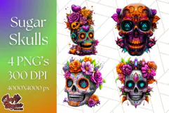 Bright Sugar Skull PNG Clipart, Halloween Colorful Skull Png Product Image 1