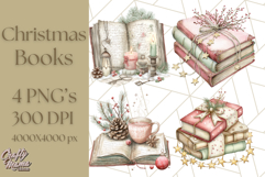 Christmas Book Clipart, Festive Reading PNG Illustrations Product Image 1