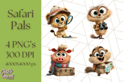Cute Safari Animal Clipart with Jungle Accessories Png Product Image 1