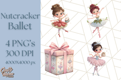 Nutcracker Ballet Clipart, Holiday Ballerina PNG Art Product Image 1