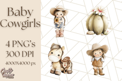 Cowgirl Baby Clipart PNG, Cute Toddler Western Outfit Art Product Image 1