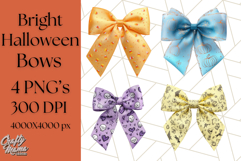Halloween Bow Clipart, Bright Holiday Ribbon PNG Product Image 1
