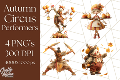 Autumn Circus Performers Clipart Vintage Characters PNG Product Image 1