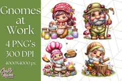 Gnomes at Work Clipart PNG, Cute Gnomes PNG Illustration Product Image 1