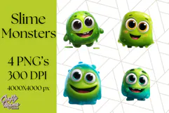 Slime Monster Clipart, Colorful Goo Graphics Png Product Image 1