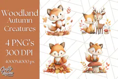 Woodland Autumn Critters PNG Clipart, Cute Fall Animals Product Image 1