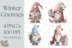 Cozy Winter Gnome Clipart PNG, Christmas Gnome Clip Art Product Image 1
