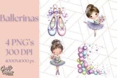 Ballerina Clipart PNG, Cute Ballet Girl Illustration Art Product Image 1