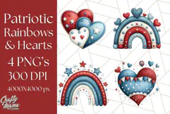 Patriotic Scandinavian Rainbow Clipart PNG, 4th Of July Png Product Image 1