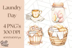 Cozy Laundry Day Clipart PNG Pastel Home Decor, Home Png Product Image 1