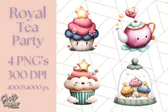 Princess Tea Party PNG Clipart with Teacups & Fancy Treats Product Image 1
