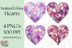 Stained Glass Heart PNG Clipart in Pastel and Bright Colors Product Image 1