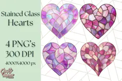 Stained Glass Heart PNG Clipart in Pastel and Bright Colors Product Image 1
