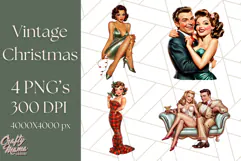 Vintage Glamorous Christmas Party Clipart PNG, Holiday Png Product Image 1