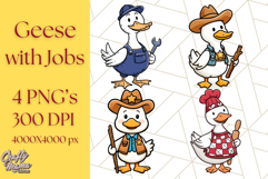 Goose Occupation Clipart PNG, Cute Job-Themed Graphics Product Image 1