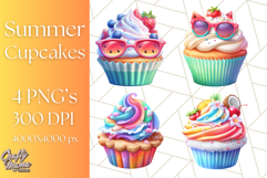 Bright Summer Cupcake PNG Clipart, Colorful Cupcakes Product Image 1