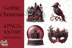 Gothic Christmas Clipart Dark Holiday PNG, Dark Christmas Product Image 1
