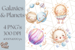 Kawaii Galaxy Buddies Clipart PNG, Cute Planets Clip Art Product Image 1