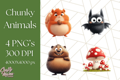 Chunky Kawaii Woodland Critters PNG Clipart, Cute Animals Product Image 1