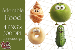 Cute Food PNG Clipart, 3D Adorable Kawaii Characters Png Product Image 1
