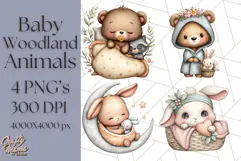 Woodland Nursery Baby Animals Clipart, Cute Animals Png Product Image 1