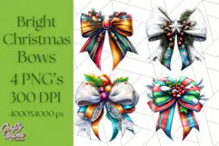 Bright Shiny Christmas Bows PNG Clipart, Winter Holiday Png Product Image 1