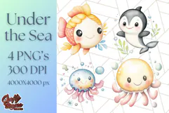 Under the Sea Nursery Clipart, Ocean Animals PNG Product Image 1