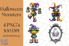 Halloween Monster Clipart PNG, Cute Spooky Characters Product Image 1