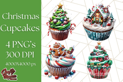 Christmas Cupcake PNG Clipart, Cute Food PNG, Holiday Treat Product Image 1