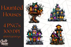 Haunted Houses Clipart PNG, Spooky Halloween Homes Product Image 1