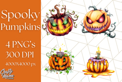 Spooky Jack O Lantern PNG Clipart, Scary Halloween Pumpkins Product Image 1