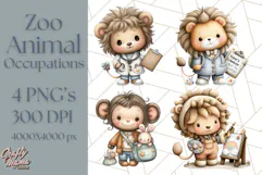 Zoo Animal Occupations PNG, Cute Career Clipart Product Image 1