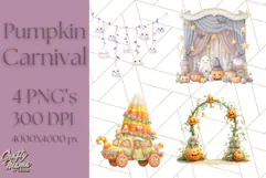 Creepy Carnival Halloween Clipart PNG with Hayride Art Product Image 1