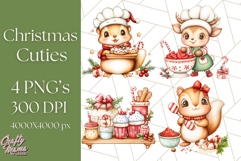 Christmas Baking Critters PNG Clipart, Cute Animals Holiday Product Image 1