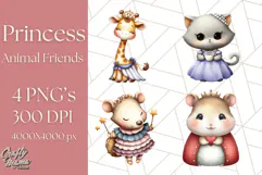 Princess Animal PNG Clipart with Crowns & Royal Accessories Product Image 1