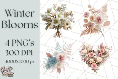 Whimsy Winter Florals Clipart PNG, Christmas Png Clipart Product Image 1