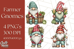 Farmer Gnome Clipart, Cute Farm Gnomes PNG Illustrations Product Image 1