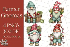 Farmer Gnome Clipart, Cute Farm Gnomes PNG Illustrations Product Image 1