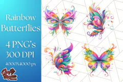 Colorful Butterfly Clipart PNG Clipart, Rainbow Butterfly Product Image 1