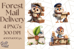 Forest Mail Delivery Clipart PNG, Animal Post Office PNG Product Image 1