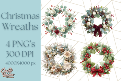 Christmas Wreath Clipart, Holiday Greenery PNG Illustrations Product Image 1