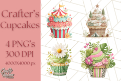 Paper Cupcake Clipart Layered Paper Scrapbook Collage Png Product Image 1