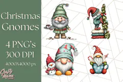 Christmas Gnome Clipart, Holiday Gnomes PNG Illustrations Product Image 1