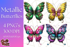 Metallic Butterfly Clipart PNG Clipart, Vibrant Butterfly Product Image 1