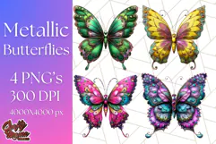 Metallic Butterfly Clipart PNG Clipart, Vibrant Butterfly Product Image 1